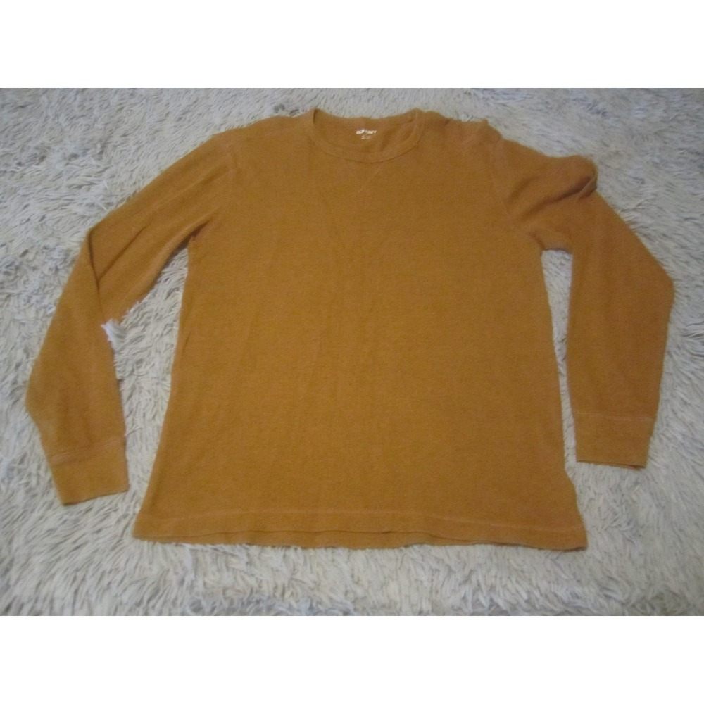Old Navy Shirt Mens Large Brown Long Sleeve Thermal Crewneck Built-In Flex